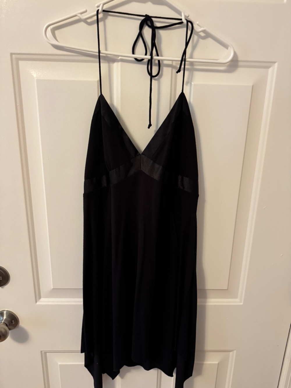 No Boundaries Black Satin Halter Slip Dress